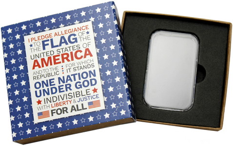 SilverTowne Natural Kraft Paper Gift Box with Pledge of Allegiance Blue Star Box Sleeve